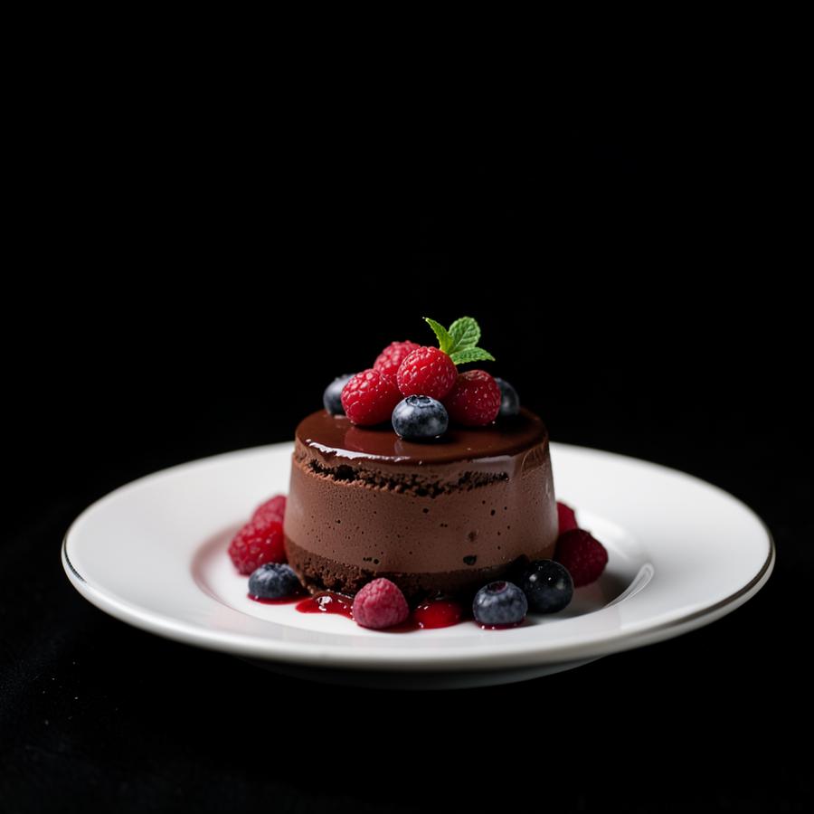 Chokladdessert med färska bär
